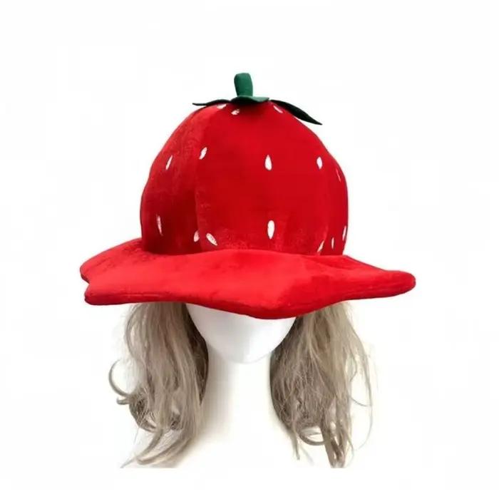 Chapeau de fraise en peluche en peluche saphir profond pour fêtes mascarades carnavals Halloween occasions spéciales enfants adultes