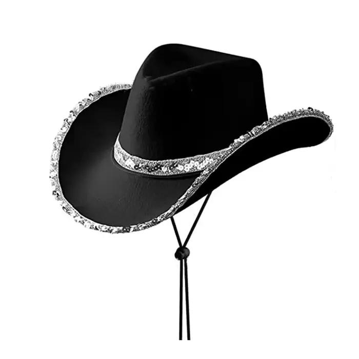 Chapeau de cowboy à paillettes pour femmes et hommes