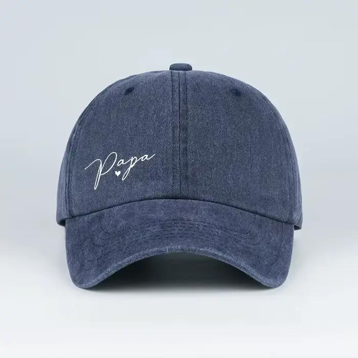 Casquette de baseball rétro avec impression manuscrite « Papa » - Chapeau de soleil simple et réglable - Cadeau pour la fête des pères pour homme - Camping et pêche