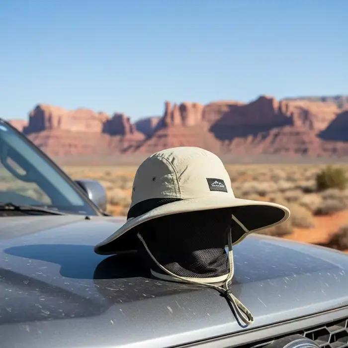 Chapeau de soleil respirant à large bord avec protection UV UPF 50 et rabat pour le cou