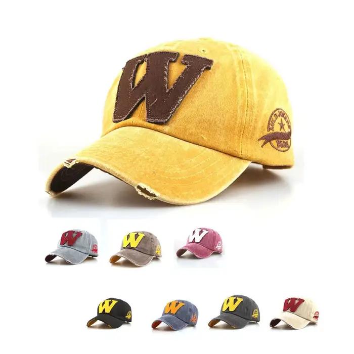 Casquette de baseball rétro style vieilli avec lettre 'W'