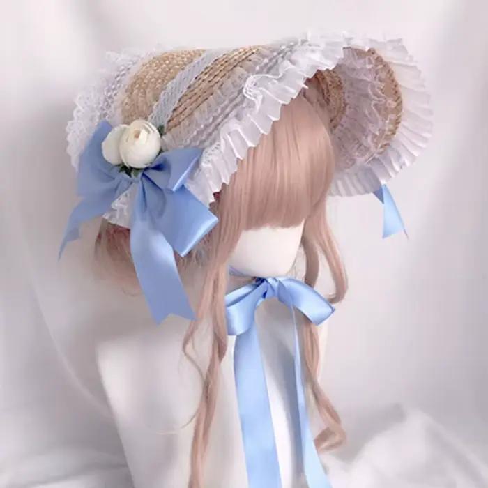 Bonnet Lolita fait à la main multicolore