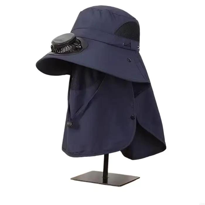 Chapeau refroidissement à énergie avec ventilateur intégré larges bords pour couvre-chef 6