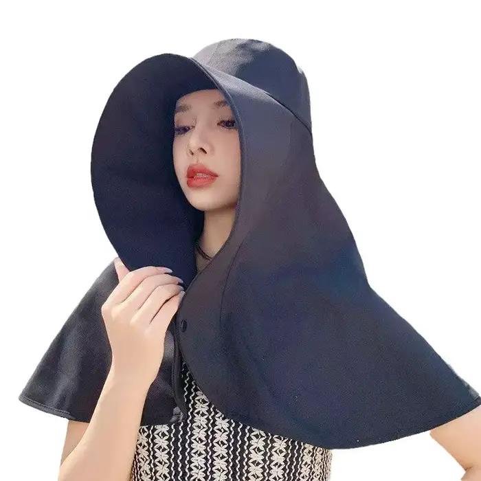Parasol de protection solaire avec grand chapeau de soleil intégré pour femme