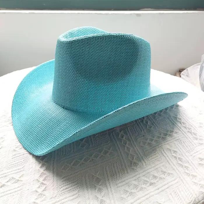Chapeau de cowboy d'été bleu lac rétro et élégant pour homme et femme occasions décontractées printemps été plages voyages