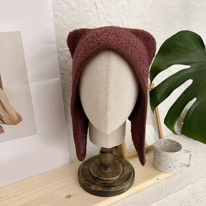 Couvre-chapeau ours en fourrure 39BD avec oreille pour activités plein air