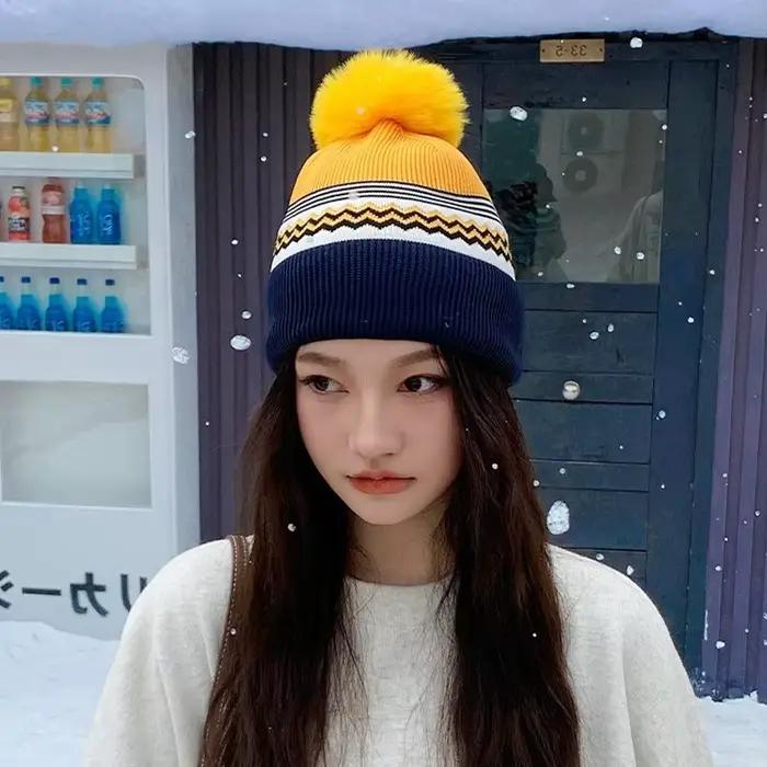 Nouveau Chapeau en laine tricoté pour femmes automne/hiver avec une grande circonférence de la tête un Style décontracté chaud et résistant au froid