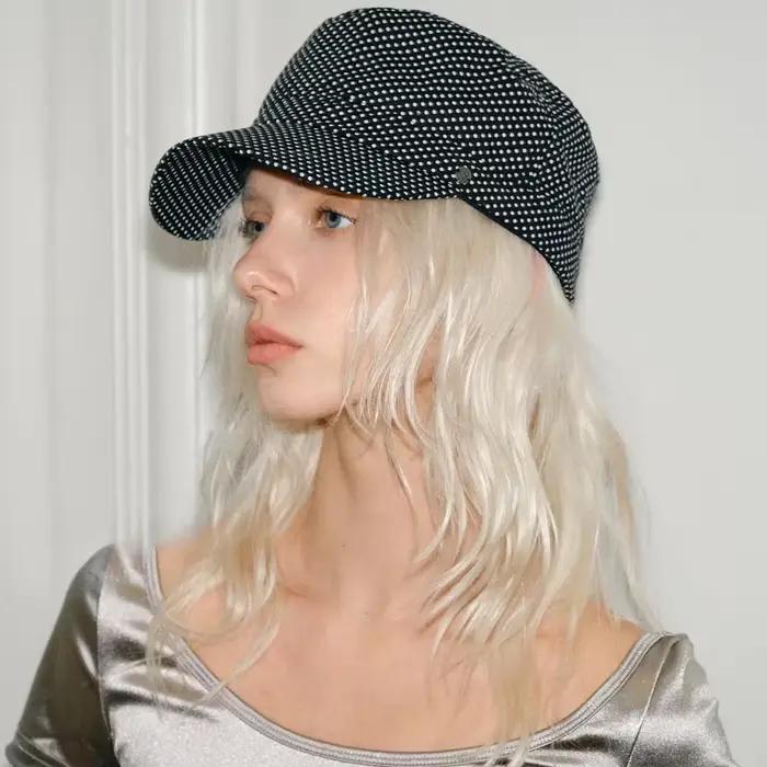 Chapeaux équestres à dessus plat à pois littéraire français pour femmes printemps été tempérament chevalier casquettes de Baseball Casquette Homme