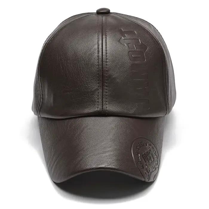 Hommes Vintage Casquette de Baseball réglable en cuir PU chapeau à rabat Para Hombre