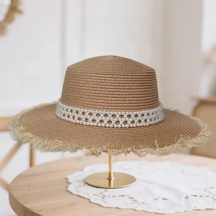 Chapeau de soleil d'été en paille pour femmes