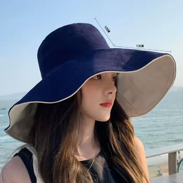 Chapeau à large bord double face