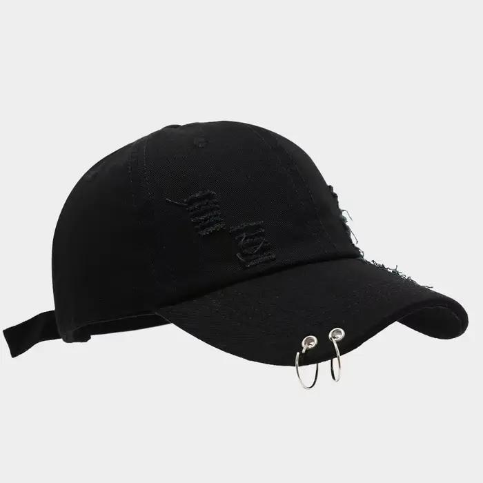 Casquette de baseball créative en polyester avec design vieilli et détails en jean déchiré pour femmes toutes saisons et occasions extérieures