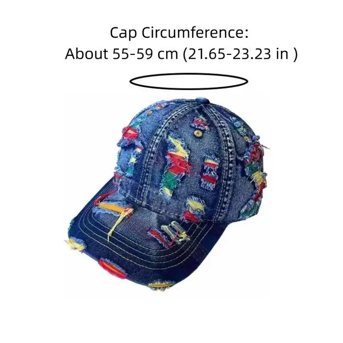 Casquette de baseball en jean ajustable et déchiré