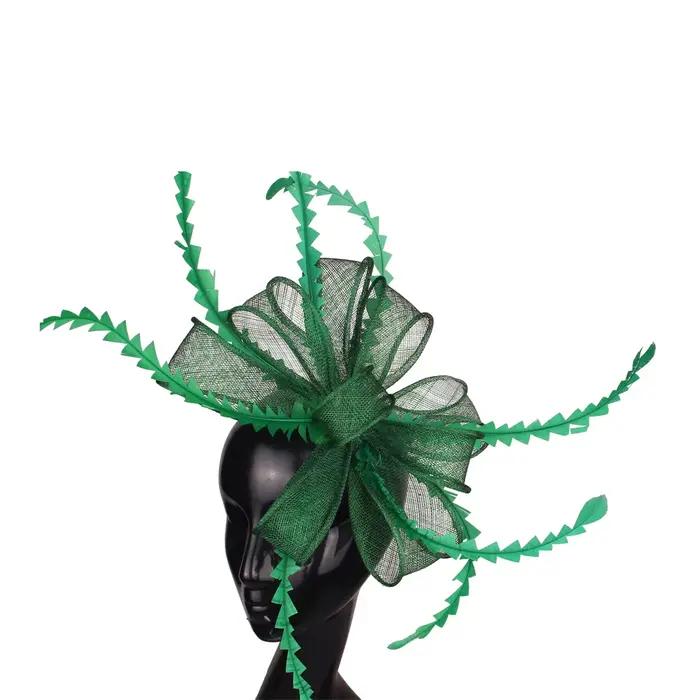 Fascinateur Vert élégant pour femmes chapeaux de mariage vêtements de sauna d'église nœud papillon fleur coiffure fête thé soirée pilulier mode multicolore année entière