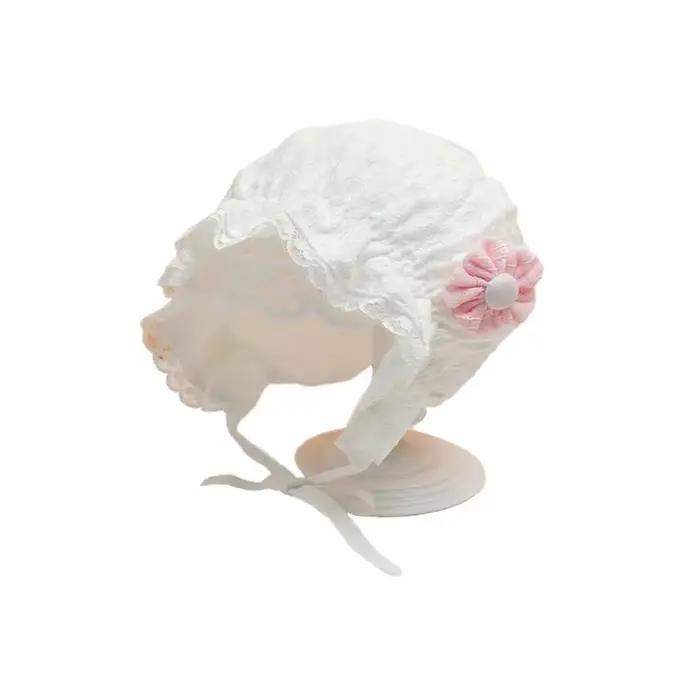 Chapeau de soleil respirant pour bébé fille 1-12 mois avec large bord en dentelle