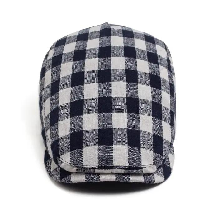 New Fashion Plaid Beret Men Women Vintage Visor Flat Cap Spring Autumn Newsboy Hat Casual Female Berets Boina Adjustable