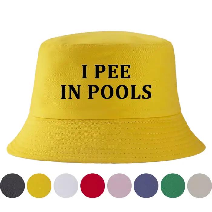 Chapeau seau I Pee in Pools chapeau de pêcheur d'été en coton drôle pour homme et femme protection solaire chapeau occasionnels plage randonnée pêche camping