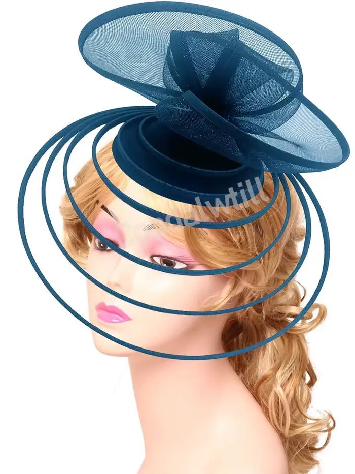 Chapeau fascinateur vert pour mariage Derby femmes maille casque mariée charmant chapellerie