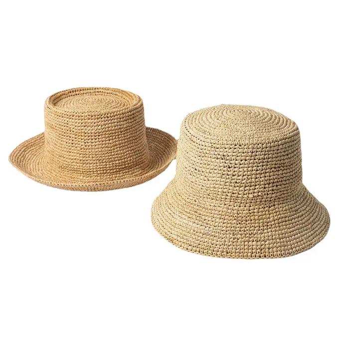 Chapeau de pêcheur en paille crocheté à la main