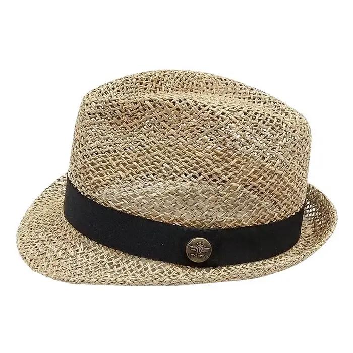 Bonne qualité chapeau De paille été creux Jazz Fedora chapeaux mode à la main herbe extérieur