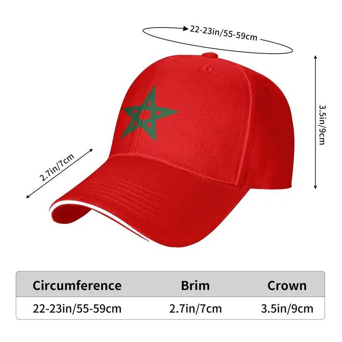Casquette de baseball unisexe avec drapeau du Maroc, casquette de camionneur, couvre-chef quotidien unique, casquette réglable à fermeture snapback pour homme et femme, polyester robuste, design audacieux, multicolore, quatre saisons, activité quotidienne
