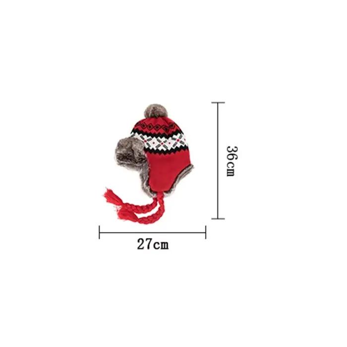 Chapeau d'hiver tricoté coupe-vent chaud style bombardier avec pompon en fourrure et cache-oreilles pour hommes