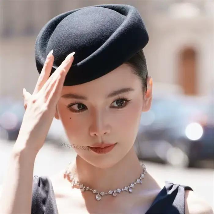 Chapeau feutré respirant look féminin bureau décontracté coiffeur top headwear h7ef