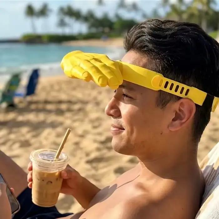 Nouveau chapeau de soleil universel amusant et pratique en forme de paume pour hommes et femmes