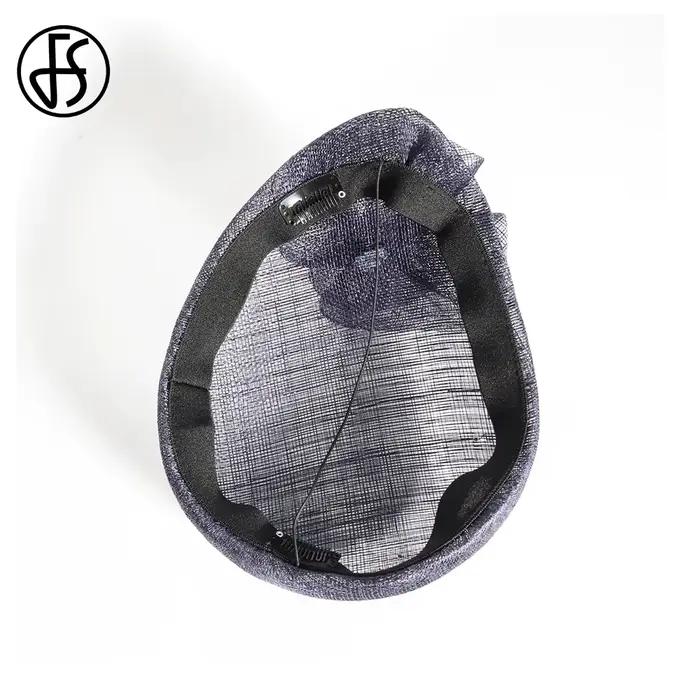 Béret Sinamay élégant bleu marine