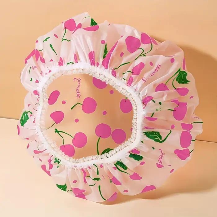 Bonnet de douche imprimé cerise/cœur