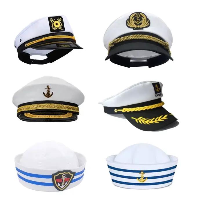 Chapeau de capitaine de yacht unisexe polyester réglable pour hommes et femmes adultes et enfants pour cosplay et événements nautiques