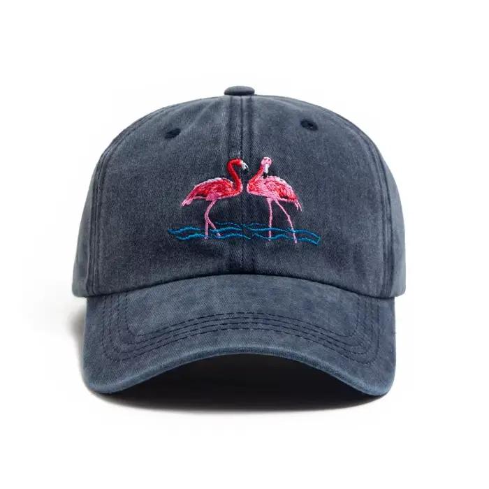 Casquette de baseball brodée à imprimé flamant rose pour hommes et femmes