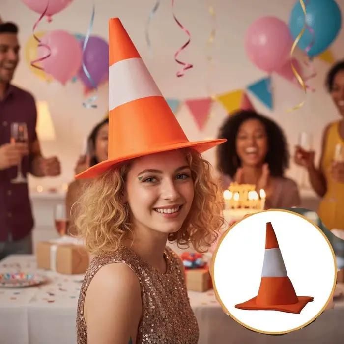 Chapeau de déguisement pliable en forme de cône de signalisation pour carnaval