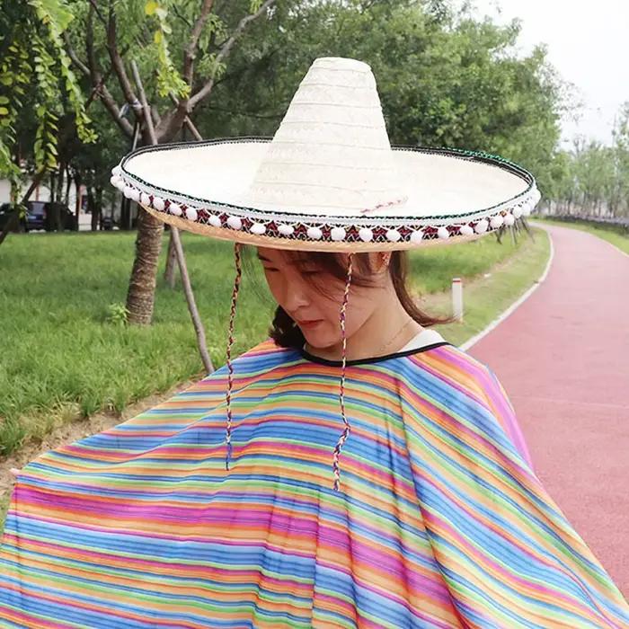 Chapeaux de paille de style mexicain à large bord pour hommes et femmes
