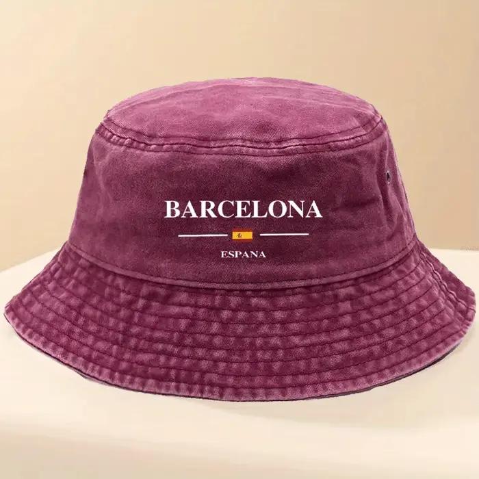 Chapeau de pêcheur réglable avec lettres et drapeau de Barcelone