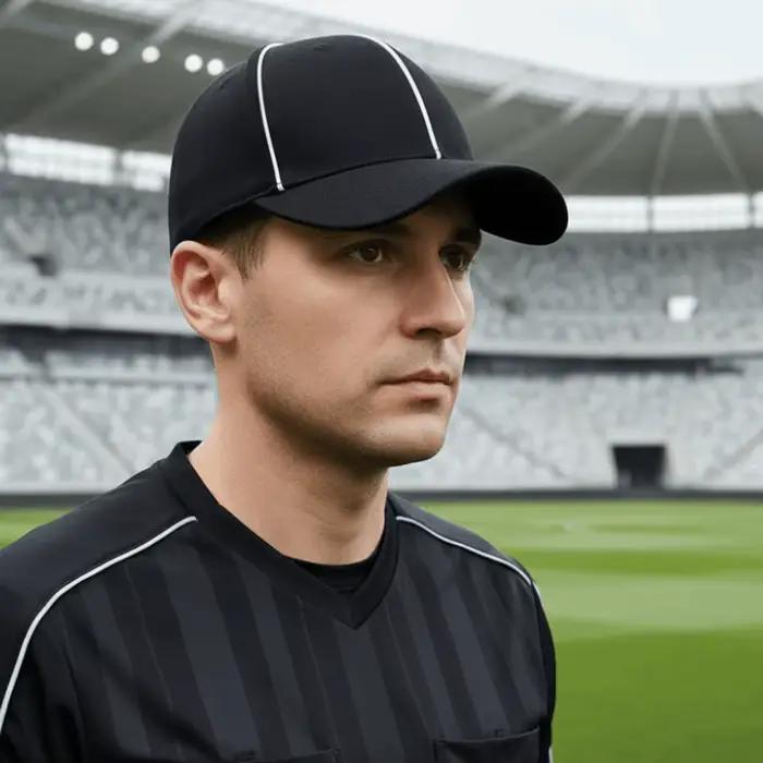 Casquette d'arbitre professionnelle réglable noire/blanche avec bordure contrastante – Chapeau de sport polyvalent anti-UV
