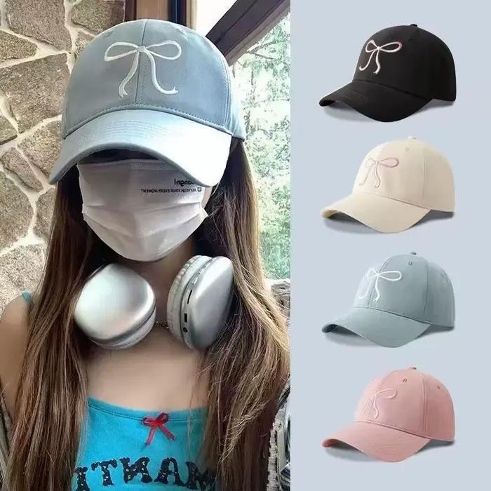 Doux nœud papillon Baseball coton réglable Snapback chapeau printemps automne broderie femmes casquette en plein air