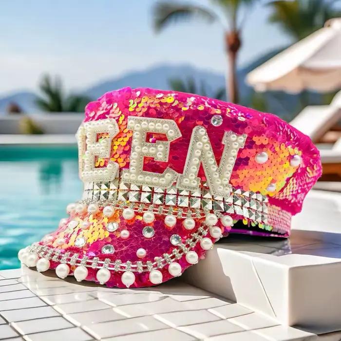 Chapeau strass Rose Reine Capitaine pour homme et femme occasions spéciales mariage fiançailles anniversaire saint valentin noël halloween