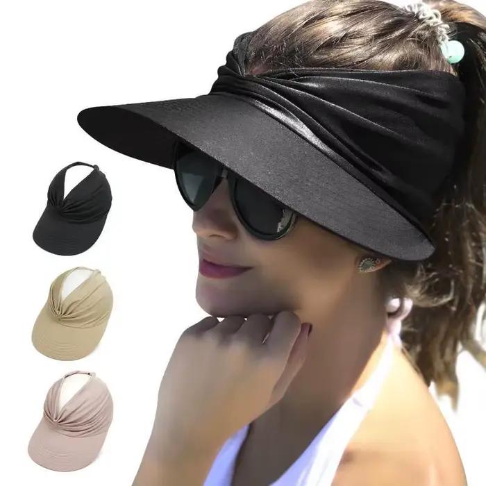 Chapeau de soleil de plage en polyester protection UV ajustement confortable pour femmes occasions extérieures et sportives