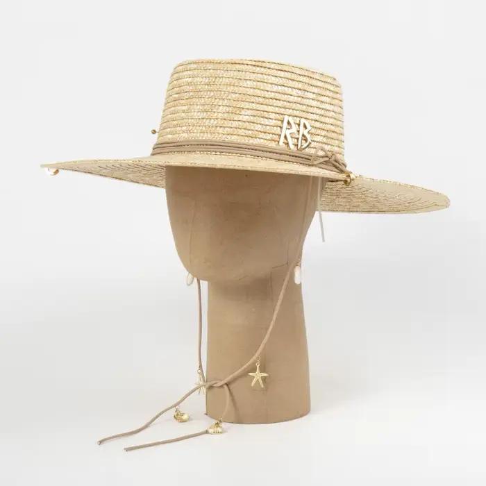 Chapeau de soleil en paille à grand bord pour femmes