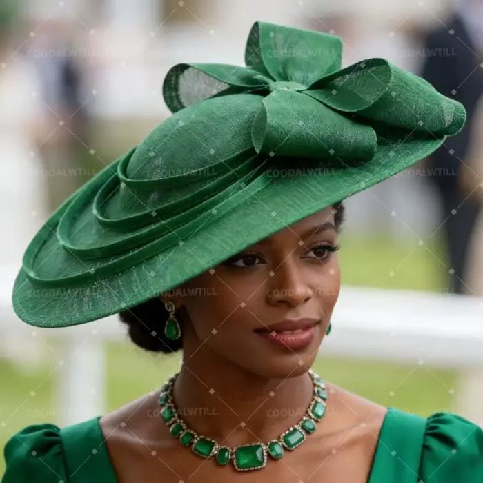 Grand chapeau fascinateur orange avec nœud et pince pour femme