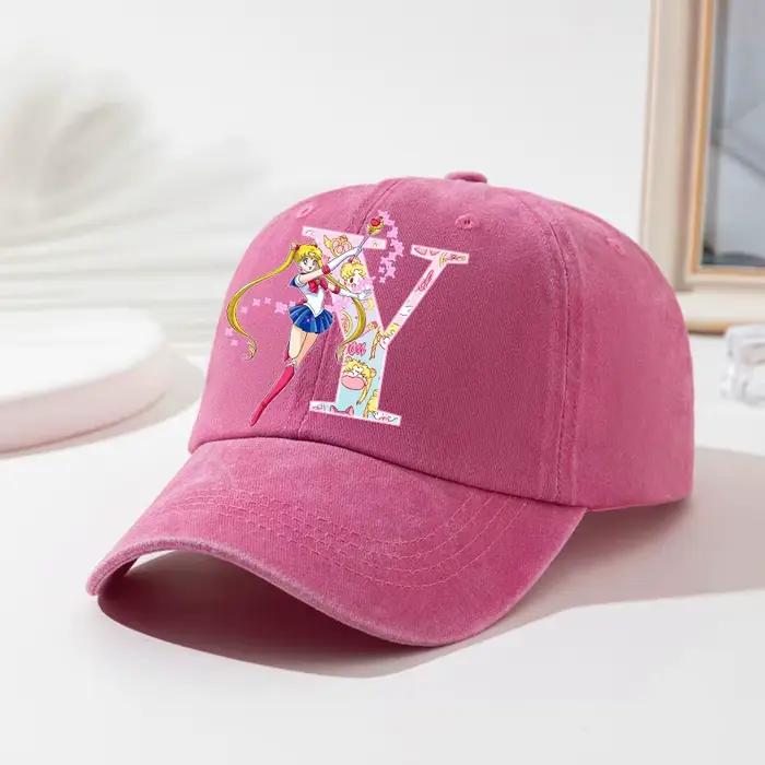 Casquette Sailor Moon pour Femmes Chapeau de Soleil Style Anime Lettres A-Z Pour Filles Sports Plein Air Bonnet Adulte Occasions Spéciales