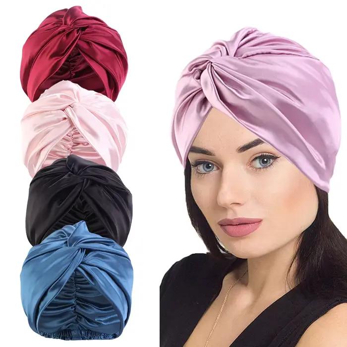 1 bonnet de beauté à nœud torsadé en fausse soie pour femme
