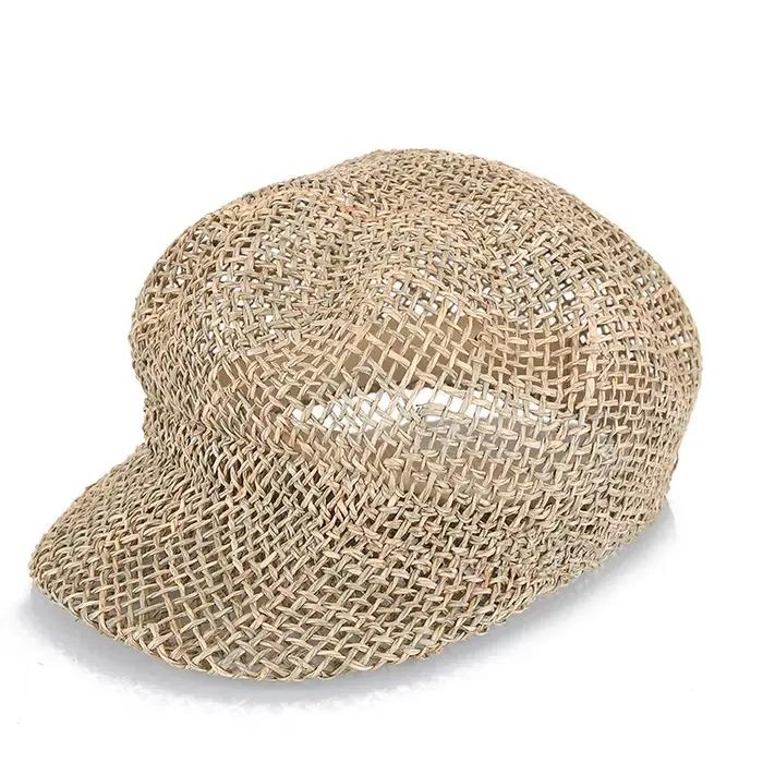 Chapeau de soleil en paille tissé à la main pour femmes