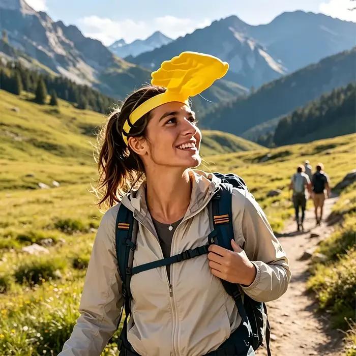 Nouveau et original bandeau chapeau de soleil jaune en forme de main – idéal pour les fêtes sur la plage
