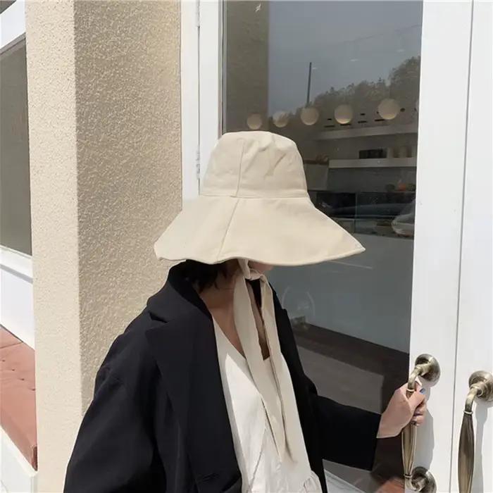 Chapeau seau en coton et lin pour femmes