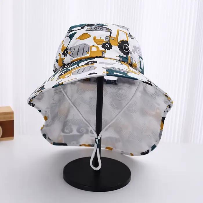 Chapeau de soleil à motif de dessin animé pour enfants avec bord pour garçons et filles