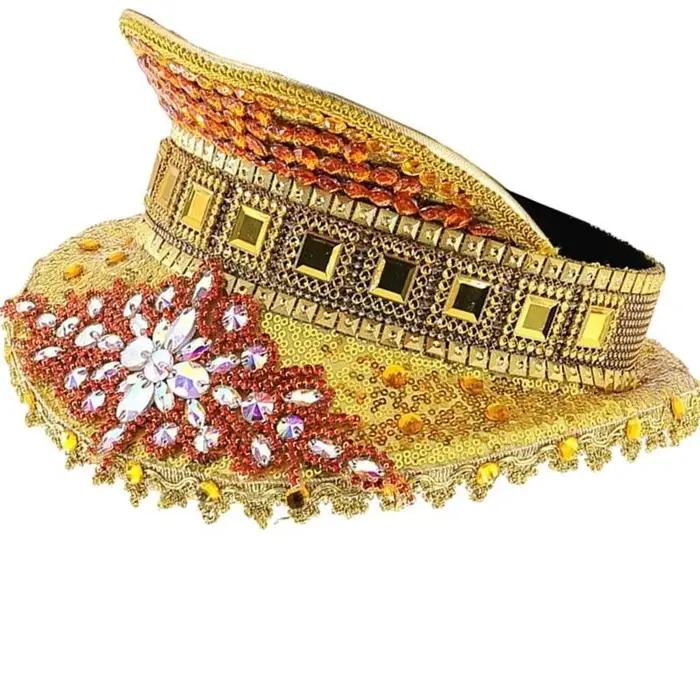 Chapeau doré unisexe en fibre de polyester pour carnaval, mariages et tenues élégantes pour homme et femme