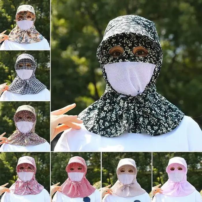 Chapeau de soleil anti-UV intégral en maille respirante à large bord