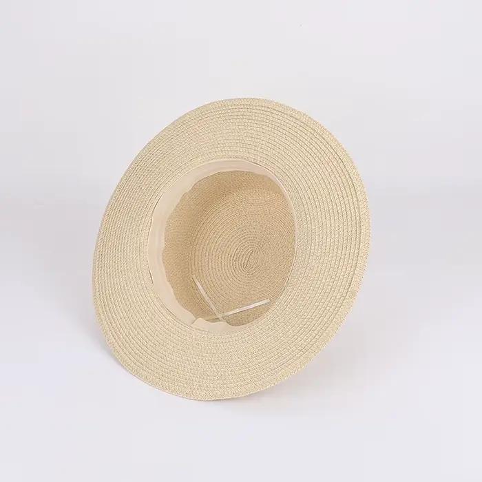 Chapeau de paille rétro français à calotte plate pour l'été
